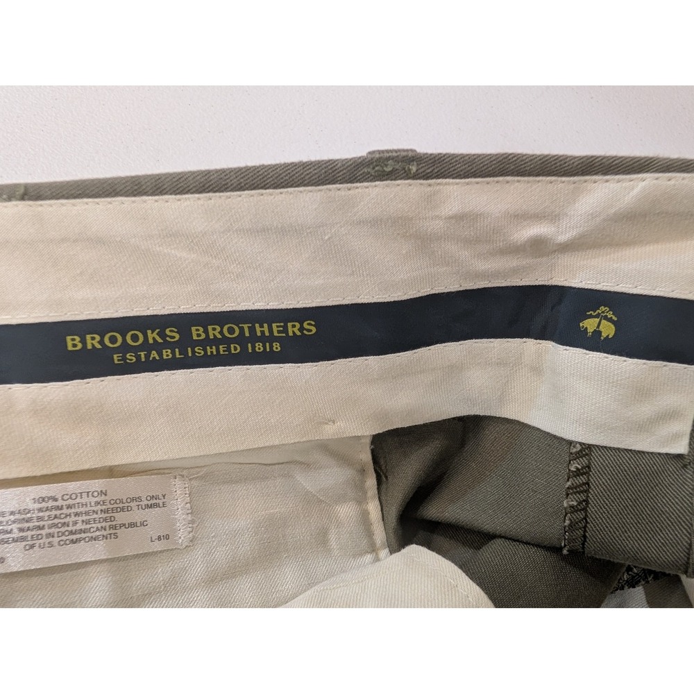 Brooks Brothers Mens Olive Green Cotton Dress Pants Career Casual Trousers 38x32 - Picture 4 of 5